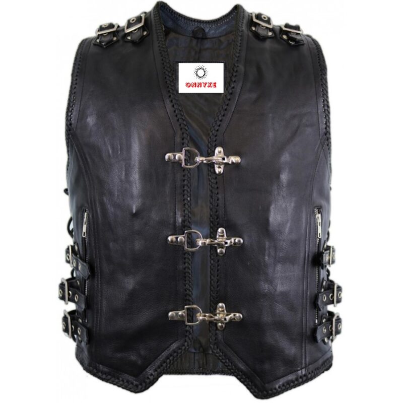 Black Biker leather vest